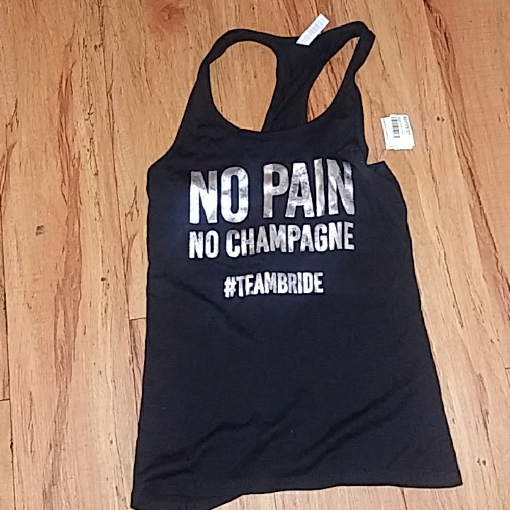 ⭐No pain no champagne bride black tank nwt xs m